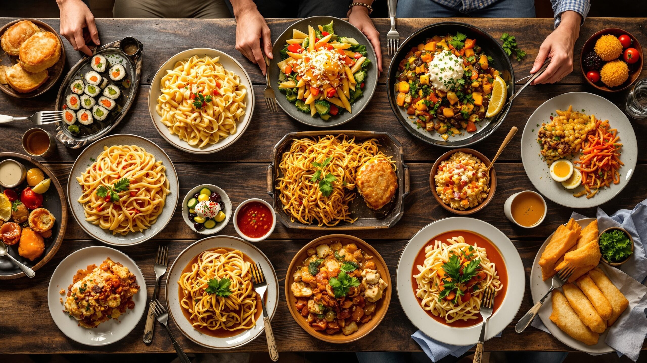 Variety of homemade dishes